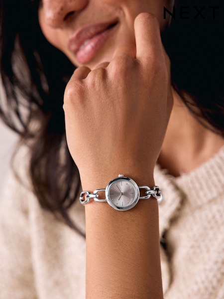 Silver Tone Round Dial Bracelet Watch (F94637) | £40
