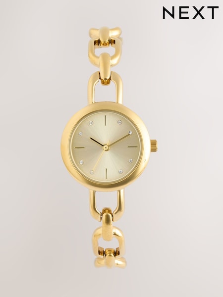 Gold Tone Round Dial Bracelet Watch (F94638) | £42