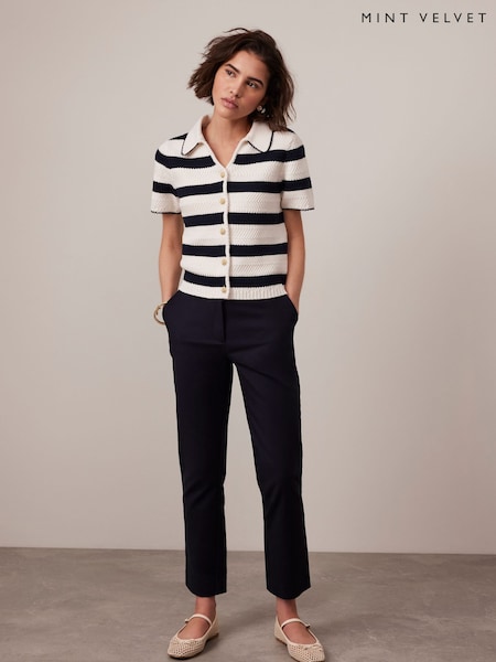Mint Velvet Blue Cropped Tapered Trousers (F94654) | £79