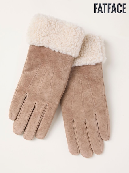 FatFace Mink Brown Suede Gloves (F94686) | £35