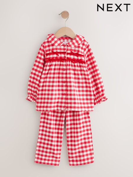 Red / White Gingham Check Woven Button Through Pyjamas (9mths-11yrs) (F94706) | £17 - £25