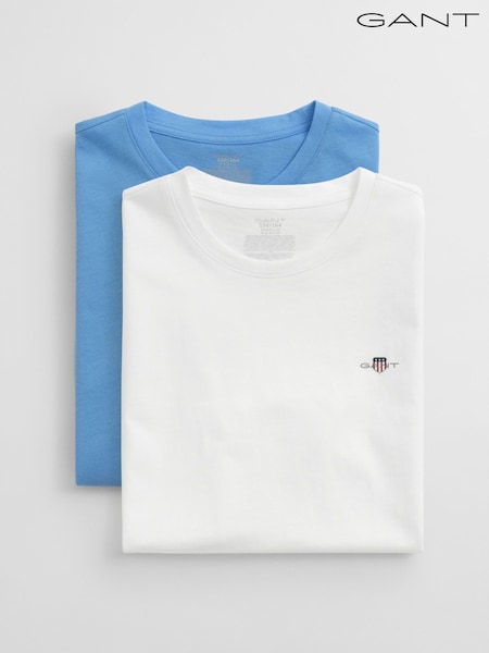 GANT White Crew Neck 100% Cotton T-Shirts 2 Pack (F94795) | £35
