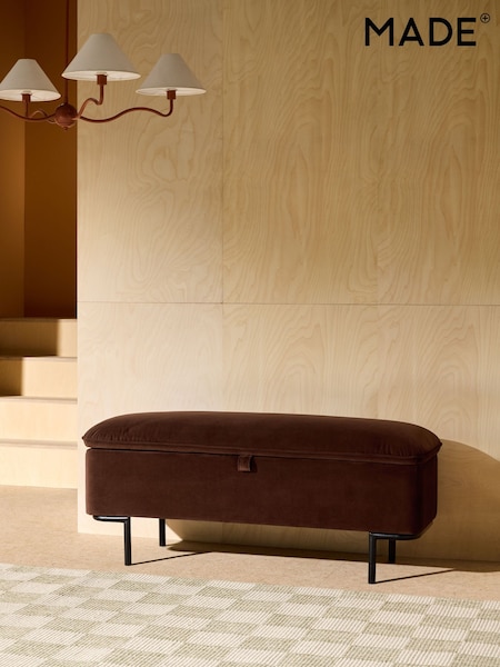 MADE.COM Chocolate Brown Harlow Storage Ottoman Bench (F94798) | £349