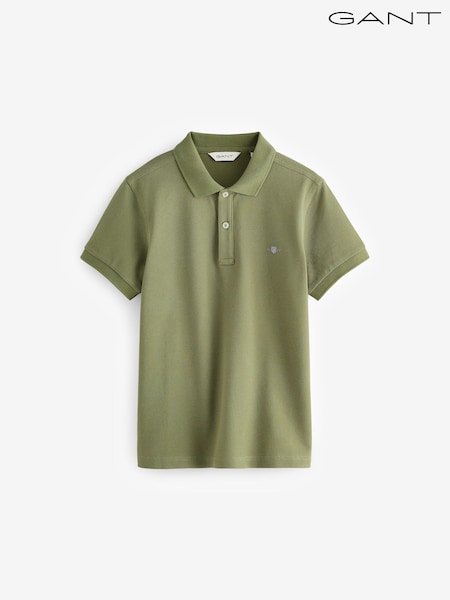 GANT Green 100% Cotton Shield Piqué Polo Shirt (F94809) | £50