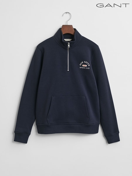 GANT Blue Graophic Half Zip Sweatshirt (F94811) | £85