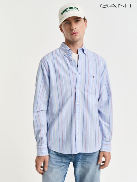 GANT Blue Regular Fit 100% Cotton Classic Oxford Striped Shirt (F94817) | £120