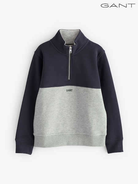 GANT Grey Blocked Half Zip Sweatshirt (F94820) | £85