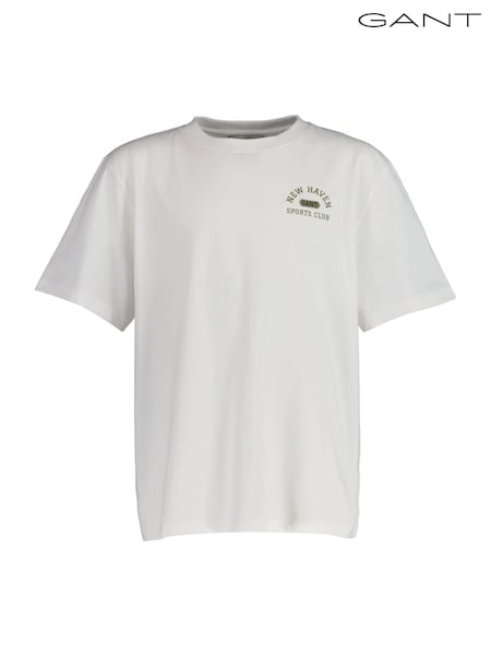 GANT White 100% Cotton Graphic T-Shirt (F94843) | £40