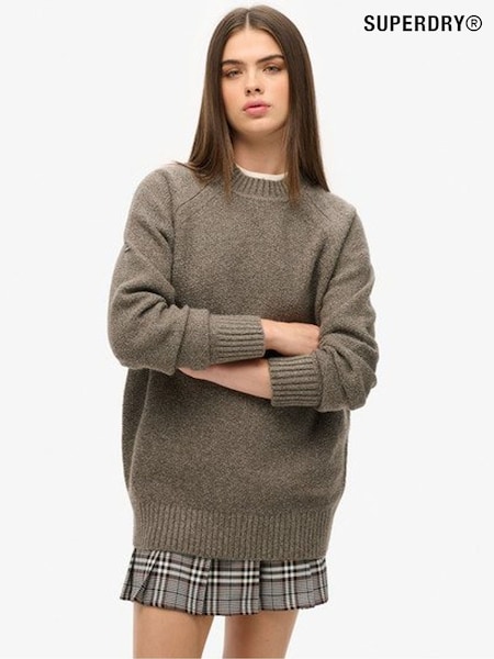 Superdry Brown Oversized Chunky Raglan Jumper (F94894) | £60