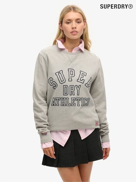 Superdry Grey Oversized 100% Cotton Athletic Printed Sweatshirt (F94899) | £55
