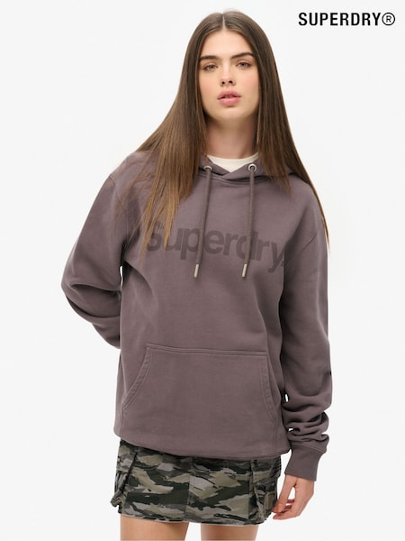 Superdry Light Grey Oversized Core Logo City 100% Cotton Hoodie (F94910) | £60