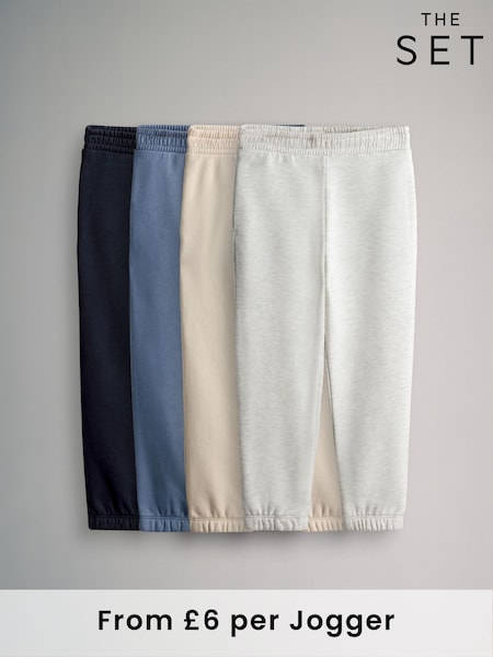 The Set Blue/Stone 4 Pack Cuffed Joggers (F94937) | £24 - £30