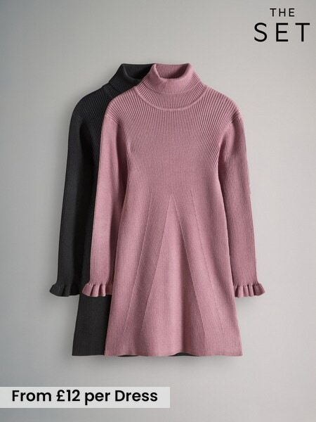 The Set Black/Pink 2 Pack Rib Knit Roll Neck Dresses (F94953) | £24 - £26