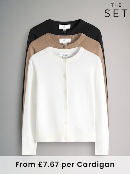 The Set Black/Cream 3 Pack Knitted Cardigans (F94956) | £23 - £26