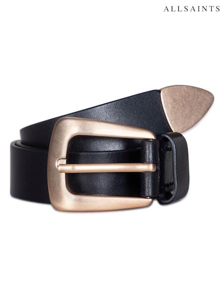 AllSaints Black 32Mm Belt with Metal Tip (F94965) | £75