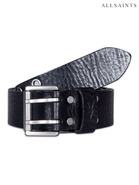 AllSaints Black 38 MM Distredded Leather Eyelet Belt (F94969) | £69