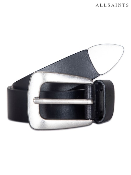 AllSaints Black 32Mm Belt with Metal Tip (F94976) | £75
