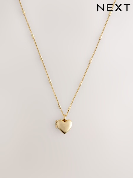 Gold Tone Heart Locket Necklace (F95062) | £15