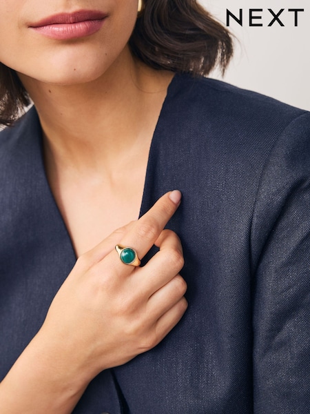 Gold Tone Resin Stone Ring (F95071) | £8.50
