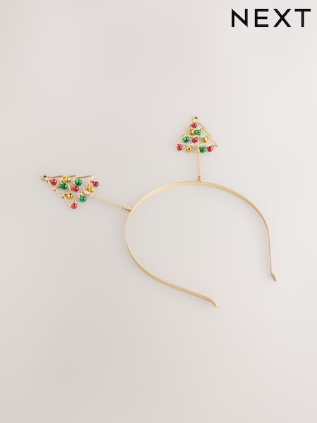 Gold Tone Christmas Tree Jingle Bopper Headband (F95076) | £14