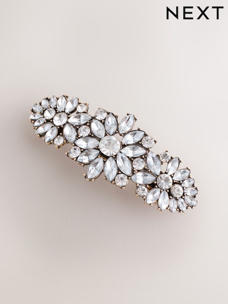 Gold Tone Floral Sparkle Hair Barrette (F95080) | £14