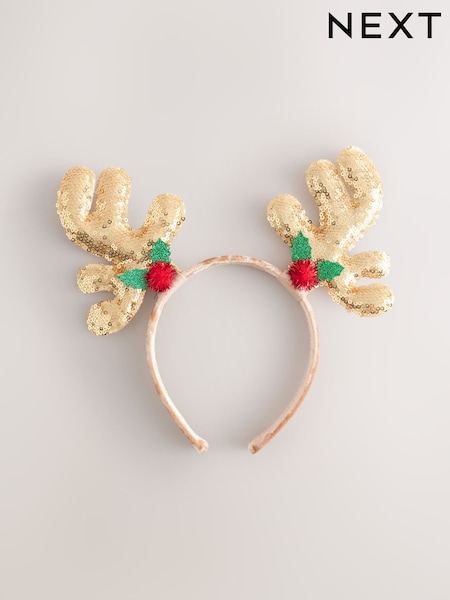 Gold Tone Christmas Sequin Reindeer Headband (F95084) | £11