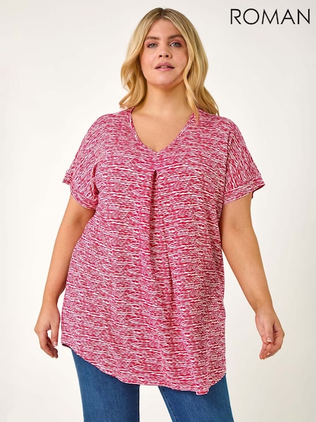 Roman Pink Curve Pleat Front Printed Stretch Top (F95091) | £32