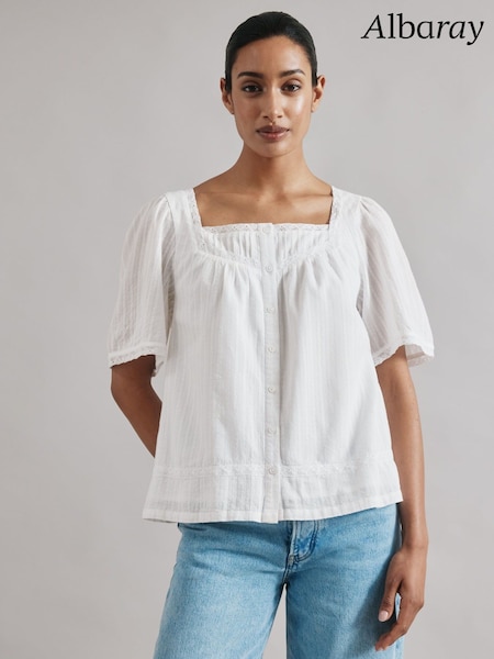 Albaray Cream 100% Cotton Dobby Top (F95158) | £69