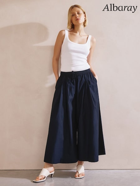 Albaray Blue Super Wide Leg 100% Organic Cotton Culottes (F95172) | £89