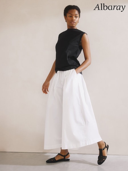 Albaray Super Wide Leg 100% Organic Cotton White Culottes (F95207) | £89
