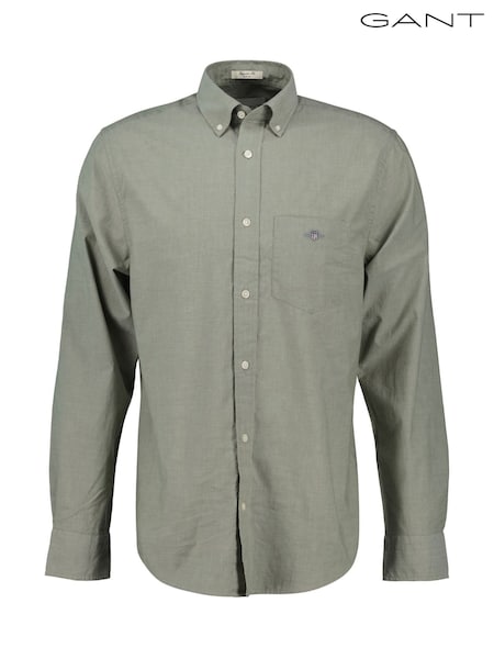 GANT Grey Regular Fit 100% Cotton Classic Poplin Shirt (F95254) | £90