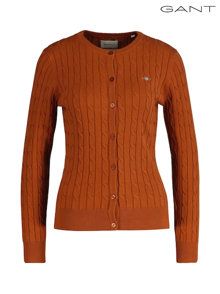 GANT Brown Cotton Cable Cardigan (F95262) | £135