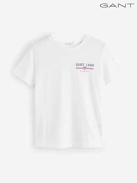 GANT White Regular Fit 100% Cotton Graphic T-Shirt (F95269) | £35