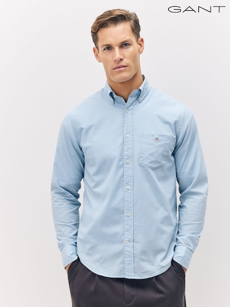 GANT Blue Regular Fit 100% Cotton Micro Print Shirt (F95270) | £100