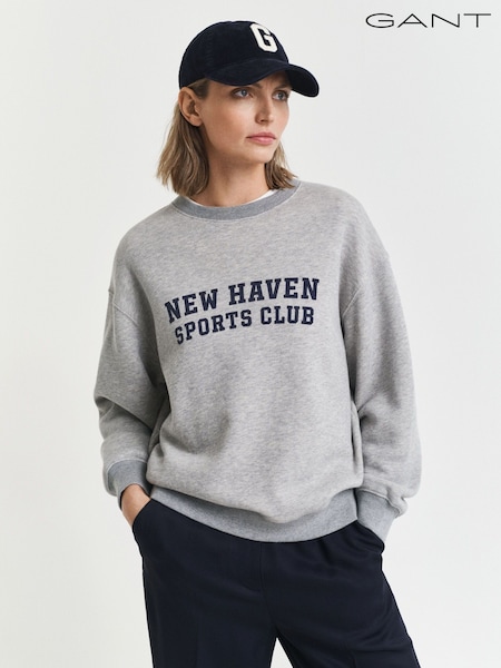 GANT Grey 100% Cotton Graphic Crew Neck Sweatshirt (F95272) | £130