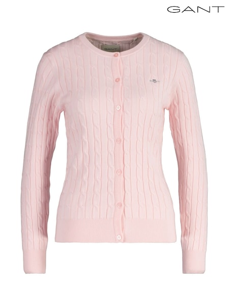 GANT Pink Cotton Cable Cardigan (F95278) | £135