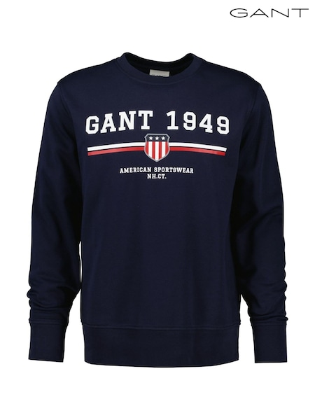 GANT Blue Graphic Crew Neck Sweatshirt (F95289) | £80