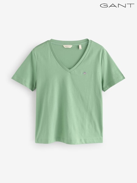 GANT Green V Neck Shield T-Shirt (F95322) | £40