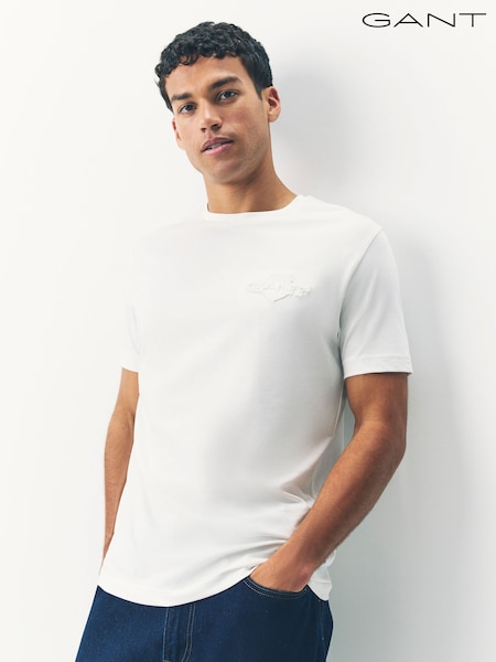 GANT Cream 100% Cotton Tonal Shield T-Shirt (F95326) | £50