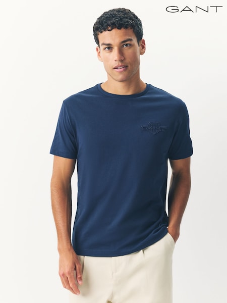GANT Blue 100% Cotton Tonal Shield T-Shirt (F95331) | £50