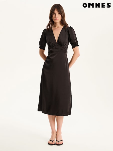 Omnes Black Odette Midi Tie Back Dress (F95389) | £95