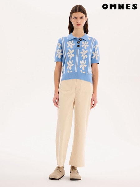 Omnes Blue Haisley Floral Print 100% Cotton Jumper (F95407) | £49