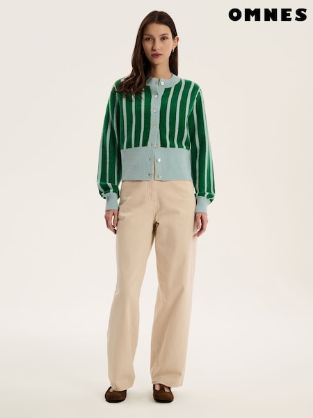 Omnes Green Flynn Stripe Cardigan (F95494) | £59