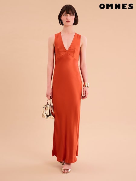 Omnes Orange Nova Maxi Tie Back Dress (F95502) | £95
