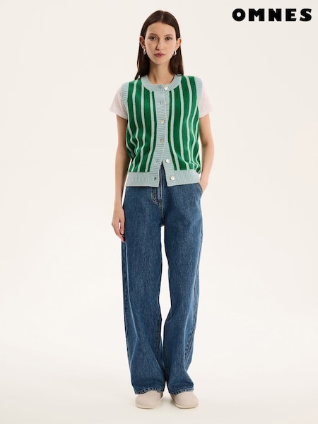 Omnes Green Matilda Button Through Vest (F95514) | £49