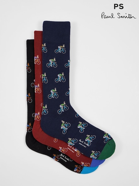 PS Paul Smith Logo Black Socks 3 Pack (F95572) | £60