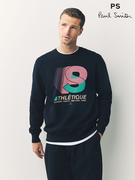 PS Paul Smith Regular Fit 100% Cotton Logo Black Sweatshirt (F95577) | £155