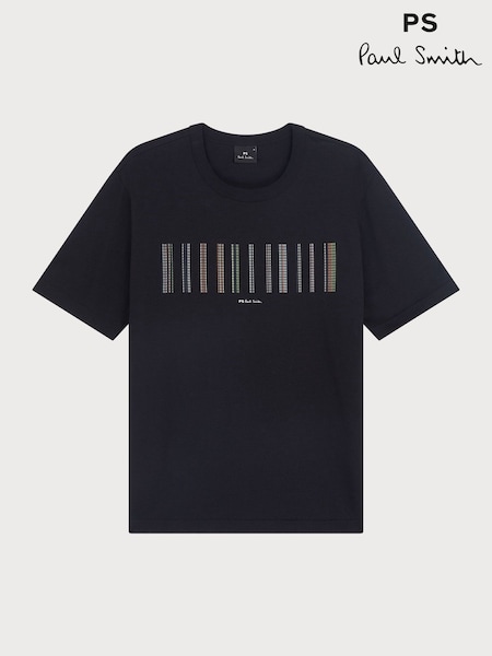 PS Paul Smith Casual Fit 100% Organic Cotton Graphic Black T-Shirt (F95581) | £75