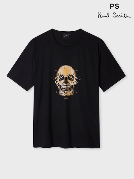 PS Paul Smith Casual Fit 100% Organic Cotton Graphic Black T-Shirt (F95588) | £75