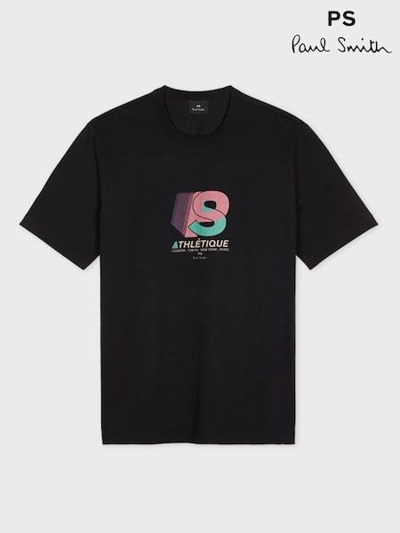 PS Paul Smith Casual Fit 100% Cotton Graphic Black T-Shirt (F95589) | £85